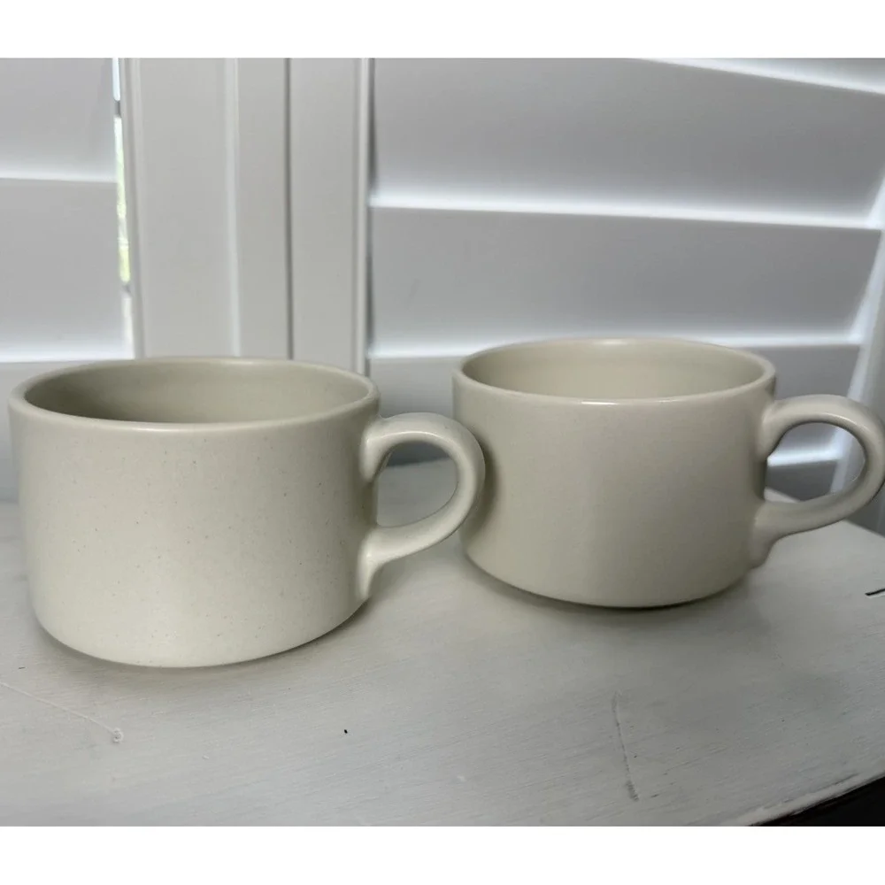WEDGWOOD STONEWEAVE LINEN CUPS Made In Japan 1996 Coffee Tea‎ Mugs Set Of 2